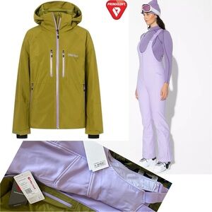 Marmot Military Green Pace Ski Jacket + matching Halfdays Isabel Bib Ski Pants